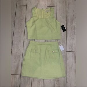 NWT 🍐 TAYLOR Tweed Skirt green Set size large 12 new!